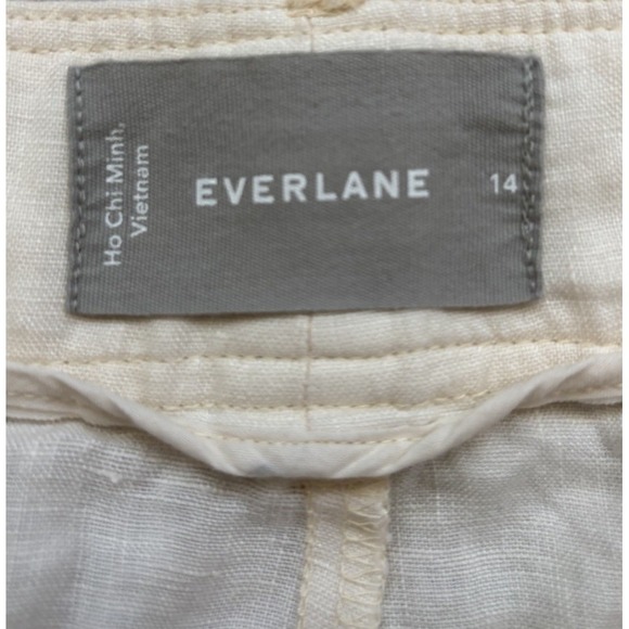 Everlane Linen Way HIgh Drape Pant Women 14 Pleated Cream White Beige Wide Leg - Picture 6 of 10